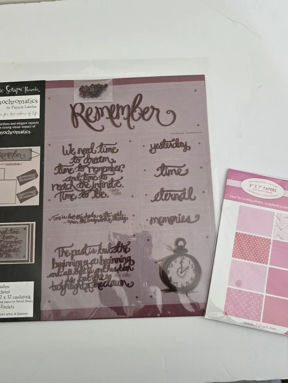 new MAGIC SCRAPS Monochromatics Remember Themed Scrapbook Junk Journal Combo Kit